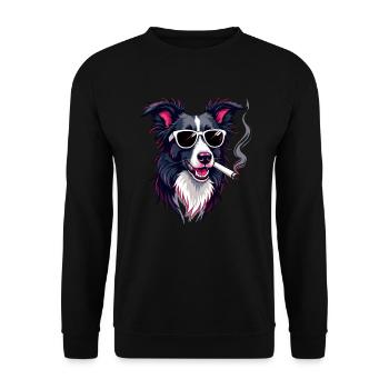 Border Collie Sonnenbrille rauchender Border - Unisex Pullover - Schwarz - Vorne - Alina (178cm) & Michal (187cm)