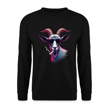 Goat with sunglasses animal motif smoking goats - Unisex Sweatshirt - black - Front - Alina (178cm) & Michal (187cm)