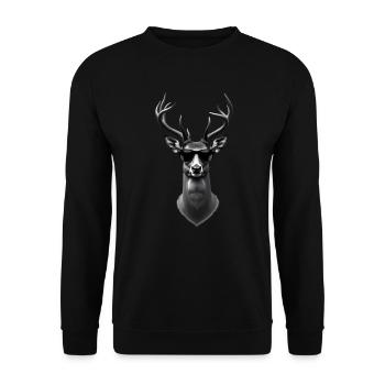 Hirsch Sonnenbrille Tier Motiv Jäger Hirsch - Unisex Pullover - Schwarz - Vorne - Alina (178cm) & Michal (187cm)