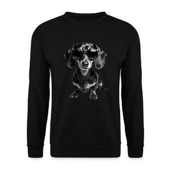 Teckel Lunettes de soleil Motif Animal Teckel Porte-Teckel - Sweat-shirt Unisexe - noir - Devant - Alina (178cm) & Michal (187cm)