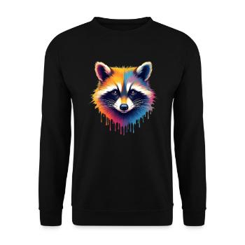 raton laveur coloré art oeuvre motif animal raton laveur - Sweat-shirt Unisexe - noir - Devant - Alina (178cm) & Michal (187cm)