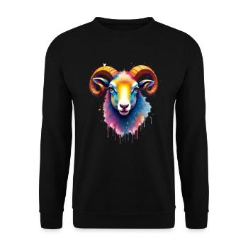 Schaf Bunte Kunst Kunstwerk Tier Motiv Schaf - Unisex Pullover - Schwarz - Vorne - Alina (178cm) & Michal (187cm)