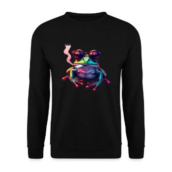 Frog with sunglasses animal motif smoking - Unisex Sweatshirt - black - Front - Alina (178cm) & Michal (187cm)