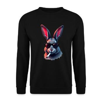 Bunny with sunglasses animal motif smoking bunnies - Unisex Sweatshirt - black - Front - Alina (178cm) & Michal (187cm)