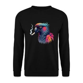 Perroquet avec des lunettes de soleil motif animal fumant - Sweat-shirt Unisexe - noir - Devant - Alina (178cm) & Michal (187cm)