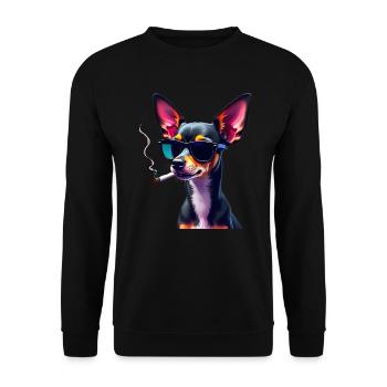 Chihuahua with sunglasses animal motif smoking - Unisex Sweatshirt - black - Front - Alina (178cm) & Michal (187cm)