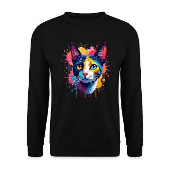Cat Colorful Art Artwork Cat Owner Animal - Unisex Sweatshirt - black - Front - Alina (178cm) & Michal (187cm)