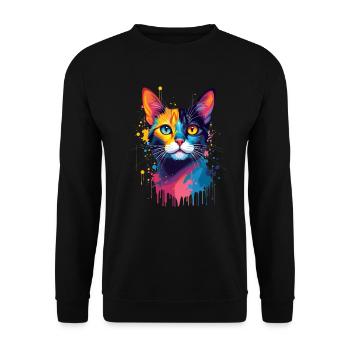 Cat Colorful Art Artwork Cat Owner Animal - Unisex Sweatshirt - black - Front - Alina (178cm) & Michal (187cm)