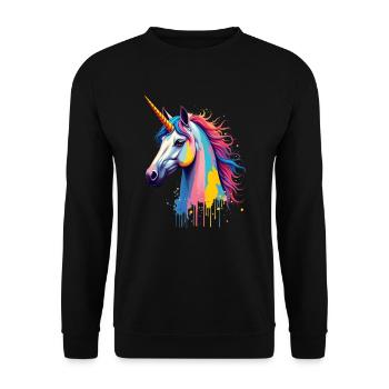 Licorne Coloré Art Oeuvre Motif Animal Licorne - Sweat-shirt Unisexe - noir - Devant - Alina (178cm) & Michal (187cm)