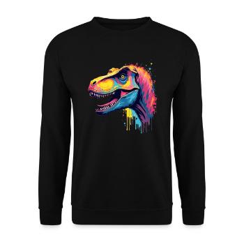 T-Rex Coloré Art Oeuvre Motif Animal Dinosaure - Sweat-shirt Unisexe - noir - Devant - Alina (178cm) & Michal (187cm)
