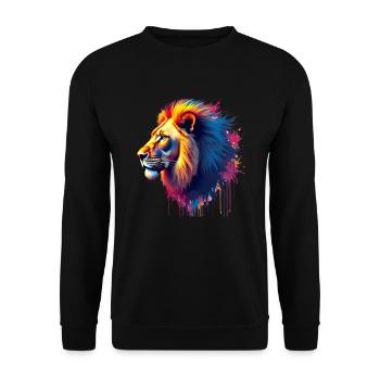 Lion Coloré Art Oeuvre Motif Animal Lion - Sweat-shirt Unisexe - noir - Devant - Alina (178cm) & Michal (187cm)