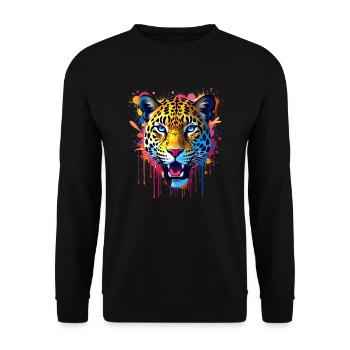 Leopard Colorful Art Artwork Animal Motif Leopards - Unisex Sweatshirt - black - Front - Alina (178cm) & Michal (187cm)