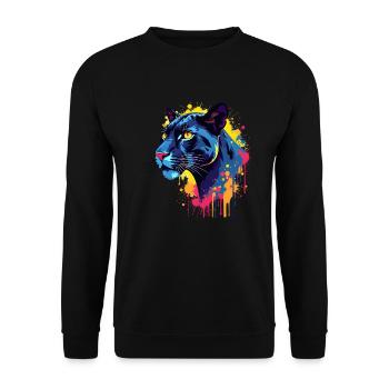Jaguar Coloré Art Oeuvre Motif Animal Jaguar - Sweat-shirt Unisexe - noir - Devant - Alina (178cm) & Michal (187cm)