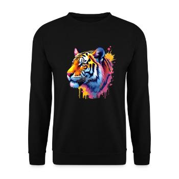 Tiger Colorful Art Artwork Animal Motif Tiger - Unisex Sweatshirt - black - Front - Alina (178cm) & Michal (187cm)