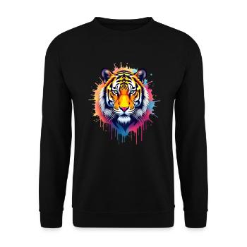 Tiger Colorful Art Artwork Animal Motif Tiger - Unisex Sweatshirt - black - Front - Alina (178cm) & Michal (187cm)