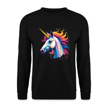 Licorne Coloré Art Oeuvre Motif Animal Licorne - Sweat-shirt Unisexe - noir - Devant - Alina (178cm) & Michal (187cm)