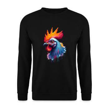 poulet coloré art oeuvre animal motif poulets - Sweat-shirt Unisexe - noir - Devant - Alina (178cm) & Michal (187cm)