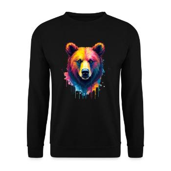 Bear Colorful Art Artwork Animal Motif Bears - Unisex Sweatshirt - black - Front - Alina (178cm) & Michal (187cm)