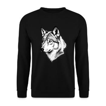 Wolf Schwarz Weiß Outfit Tier Motiv Kunst Wolf - Unisex Pullover - Schwarz - Vorne - Alina (178cm) & Michal (187cm)