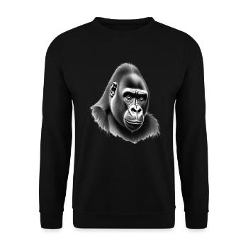 Gorilla Black White Outfit Animal Motif Art - Unisex Sweatshirt - black - Front - Alina (178cm) & Michal (187cm)
