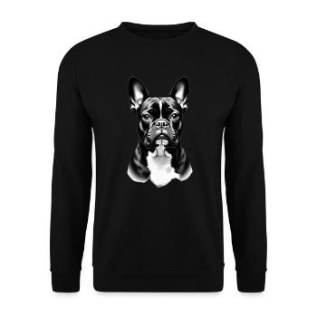 Bulldog Black White Outfit Animal Motif Art - Unisex Sweatshirt - black - Front - Alina (178cm) & Michal (187cm)