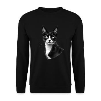 Chat Noir Blanc Tenue Motif Animal Art Chats - Sweat-shirt Unisexe - noir - Devant - Alina (178cm) & Michal (187cm)