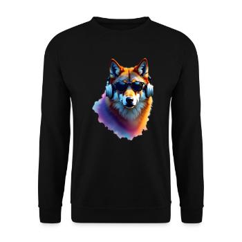 Wolf Kunst Kunstwerk Wasserfarbe Wald Wolf - Unisex Pullover - Schwarz - Vorne - Alina (178cm) & Michal (187cm)