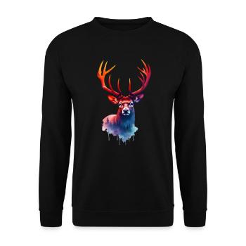 Cerf Art Oeuvre Aquarelle Woodland Deer - Sweat-shirt Unisexe - noir - Devant - Alina (178cm) & Michal (187cm)