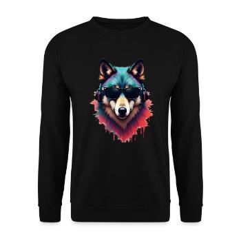 Wolf Kunst Kunstwerk Wasserfarbe Wald Wolf - Unisex Pullover - Schwarz - Vorne - Alina (178cm) & Michal (187cm)