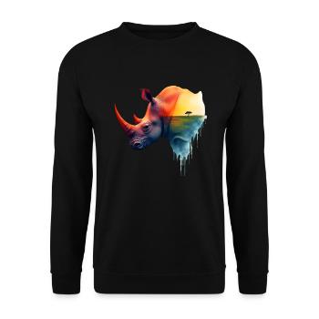 Nashorn Kunst Kunstwerk Wasserfarbe Wald Nashorn - Unisex Pullover - Schwarz - Vorne - Alina (178cm) & Michal (187cm)
