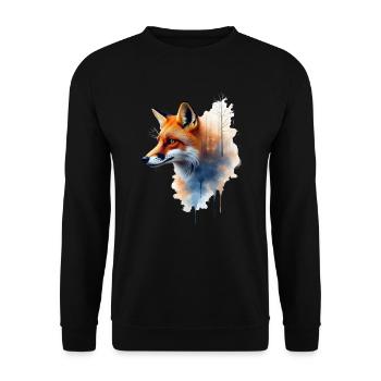 Fuchs Kunst Kunstwerk Wasserfarbe Wald Fuchs - Unisex Pullover - Schwarz - Vorne - Alina (178cm) & Michal (187cm)