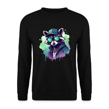 raton laveur musique rappeur cool raton laveur - Sweat-shirt Unisexe - noir - Devant - Alina (178cm) & Michal (187cm)