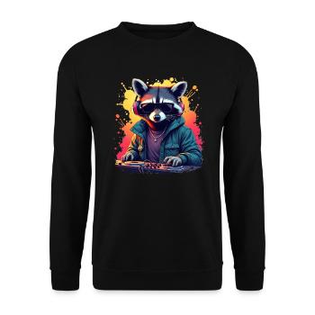 Waschbär Musik DJ Cooles Waschbär - Unisex Pullover - Schwarz - Vorne - Alina (178cm) & Michal (187cm)