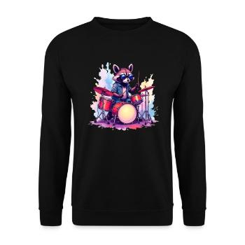 Raccoon Music Drums Drums Raccoon - Unisex Sweatshirt - black - Front - Alina (178cm) & Michal (187cm)