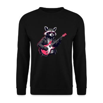 raccoon musique guitare guitariste raccoon laveur - Sweat-shirt Unisexe - noir - Devant - Alina (178cm) & Michal (187cm)