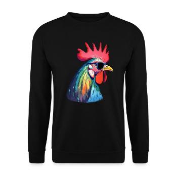 Poulet Art Oeuvre Pop Art Poulets - Sweat-shirt Unisexe - noir - Devant - Alina (178cm) & Michal (187cm)