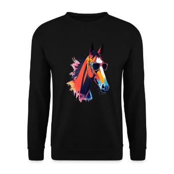 Pferd Kunst Kunstwerk Pop Art Pferde - Unisex Pullover - Schwarz - Vorne - Alina (178cm) & Michal (187cm)