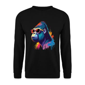 Gorilla Kunst Kunstwerk Pop Art Gorilla - Unisex Pullover - Schwarz - Vorne - Alina (178cm) & Michal (187cm)