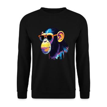 Schimpanse Kunst Kunstwerk Pop Art Schimpansen - Unisex Pullover - Schwarz - Vorne - Alina (178cm) & Michal (187cm)