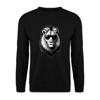 Lion Art Oeuvre Noir Blanc Lion - Sweat-shirt Unisexe - noir - Devant - Alina (178cm) & Michal (187cm)
