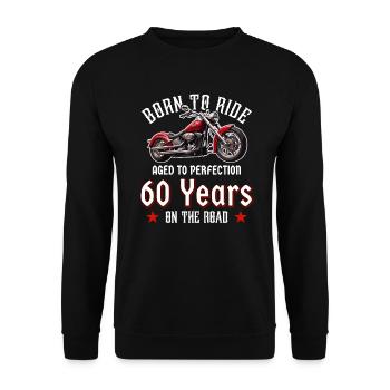 60 Birthday 1965 Motorcyclist Motorcycle - Unisex Sweatshirt - black - Front - Alina (178cm) & Michal (187cm)