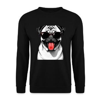 Carlin avec des lunettes de soleil chien motif animal drôle - Sweat-shirt Unisexe - noir - Devant - Alina (178cm) & Michal (187cm)