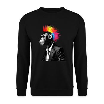 Chimpanzé punk motif animal drôle singe - Sweat-shirt Unisexe - noir - Devant - Alina (178cm) & Michal (187cm)