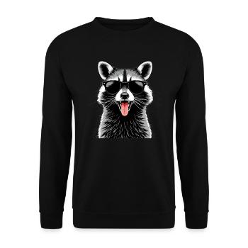 Raccoon with sunglasses animal motif funny - Unisex Sweatshirt - black - Front - Alina (178cm) & Michal (187cm)