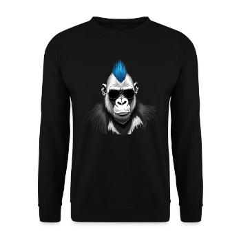Chimpanzé punk motif animal drôle singe - Sweat-shirt Unisexe - noir - Devant - Alina (178cm) & Michal (187cm)