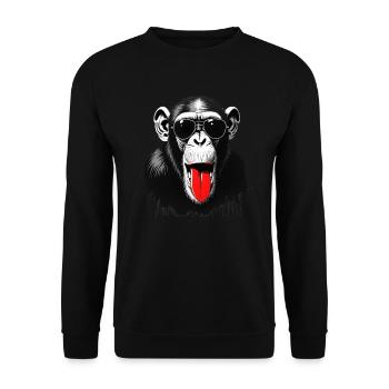 Chimpanzee monkey animal motif funny monkey - Unisex Sweatshirt - black - Front - Alina (178cm) & Michal (187cm)