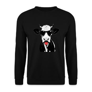 Kuh Rind Vieh Kühe Tier Motiv lustiges Kuh - Unisex Pullover - Schwarz - Vorne - Alina (178cm) & Michal (187cm)