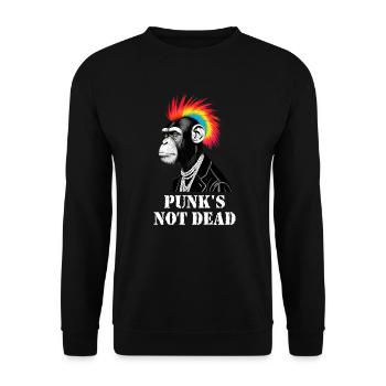 Chimpanzé Punk Punk n’est pas mort drôle de singe - Sweat-shirt Unisexe - noir - Devant - Alina (178cm) & Michal (187cm)