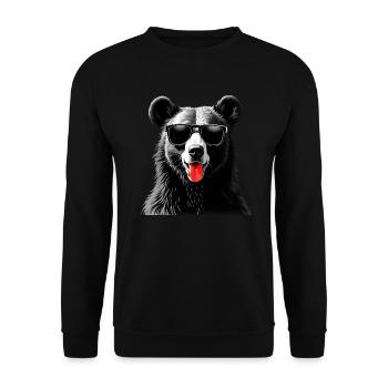 Bär Tier Motiv lustiger lustiges Bären - Unisex Pullover - Schwarz - Vorne - Alina (178cm) & Michal (187cm)