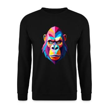 Gorilla Polygon Affe Tier Motiv Kunst Affen - Unisex Pullover - Schwarz - Vorne - Alina (178cm) & Michal (187cm)